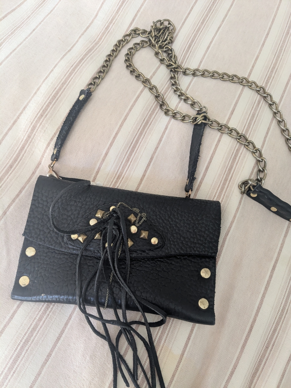 Handmade Leather Purse With Studs And Strap